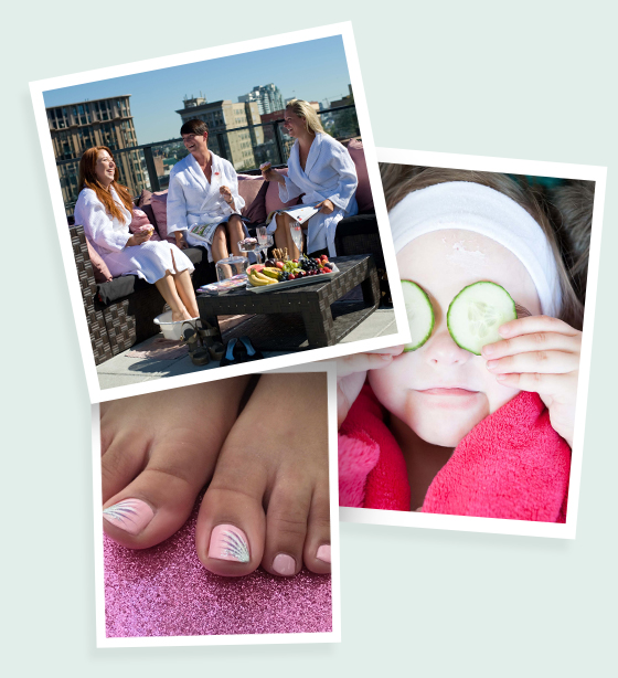 Feel Fabulous Mobile Spa Party Collage of adult and kids spa party.