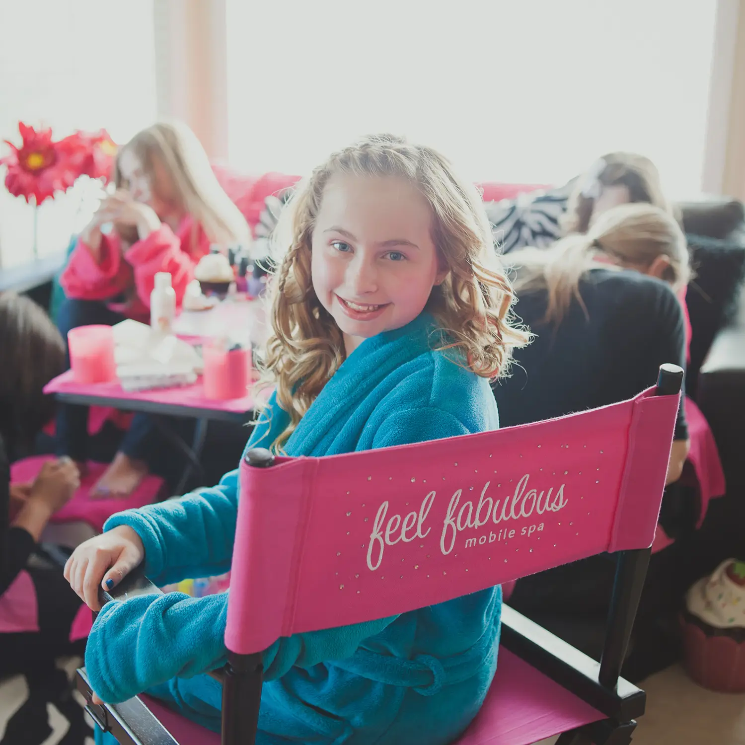Girl enjoying a mobile spa birthday party at Feel Fabulous Mobile Spa