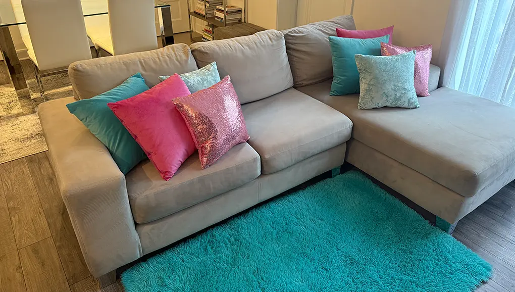 A cozy and colorful lounge setup at Feel Fabulous Spa — the perfect space for kids to relax, chat, and feel fabulous.